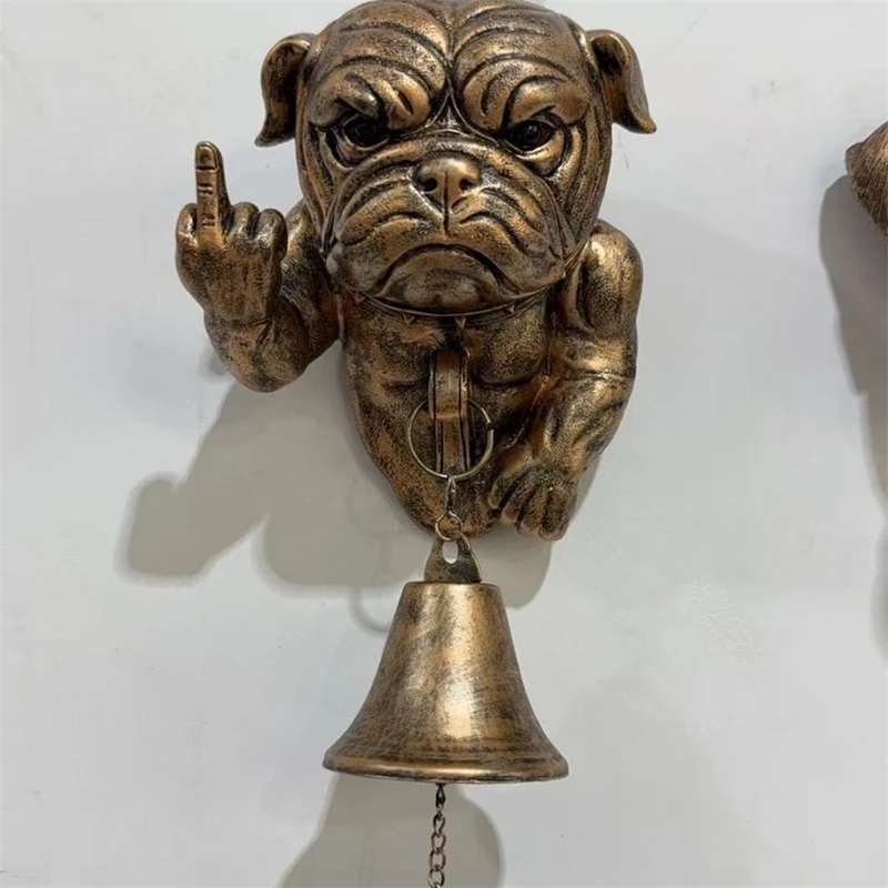 Timbre de bienvenida de perro Basset Hound de resina, decoración de entrada colgante de pared de Animal Vintage, campana con cabeza de perro bonita para porche, jardín y hogar