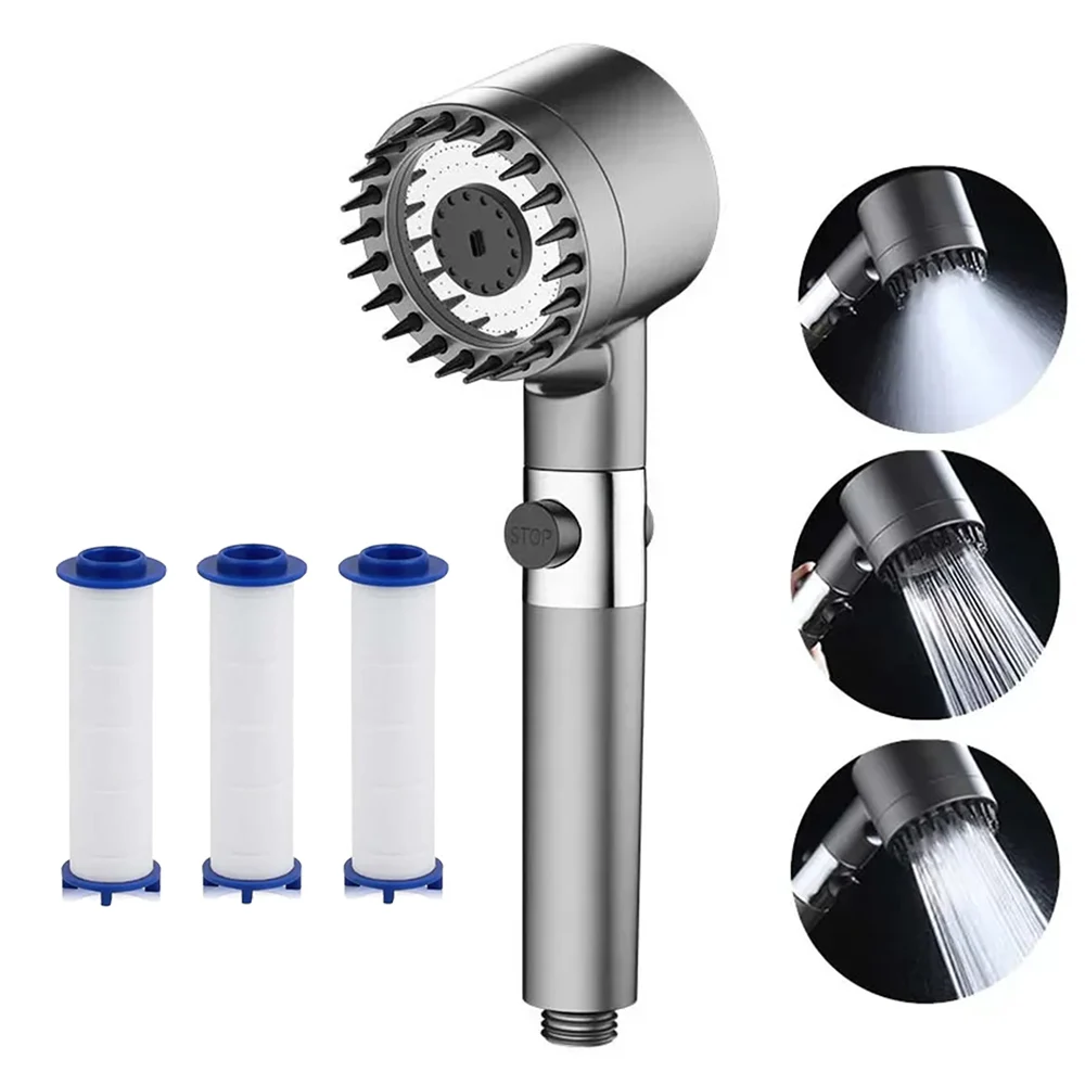 

High-Pressure Handheld Shower Sprayer with 3 Modes - 360° Adjustable Detachable Showerhead, Pause Button Water-Saving Design, fo