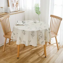 150 cm Round Tablecloth Cotton Linen Table Cloth Dust-Proof Floret Circular Table Cover for Kitchen Dinning Room Tabletop Decor