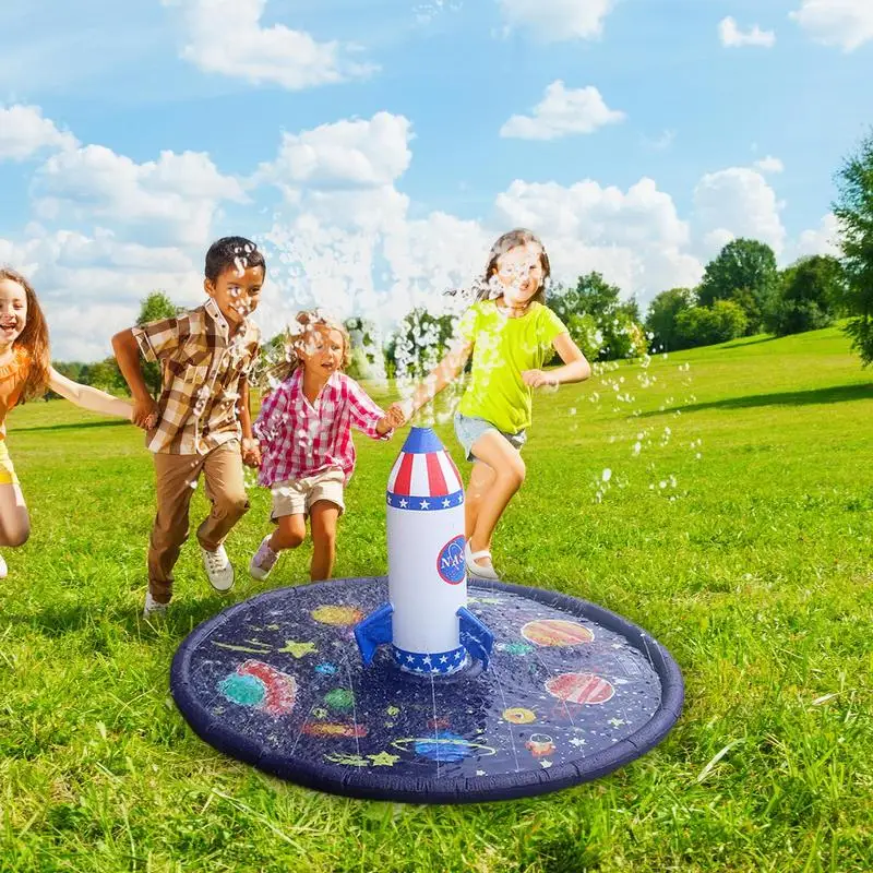 Sprinkler Pool Inflatable Outdoor Splash Pad Non-Slip Inflatable Outdoor Sprinkler Rocket Ship Kids Water Sprinkler For Boys &