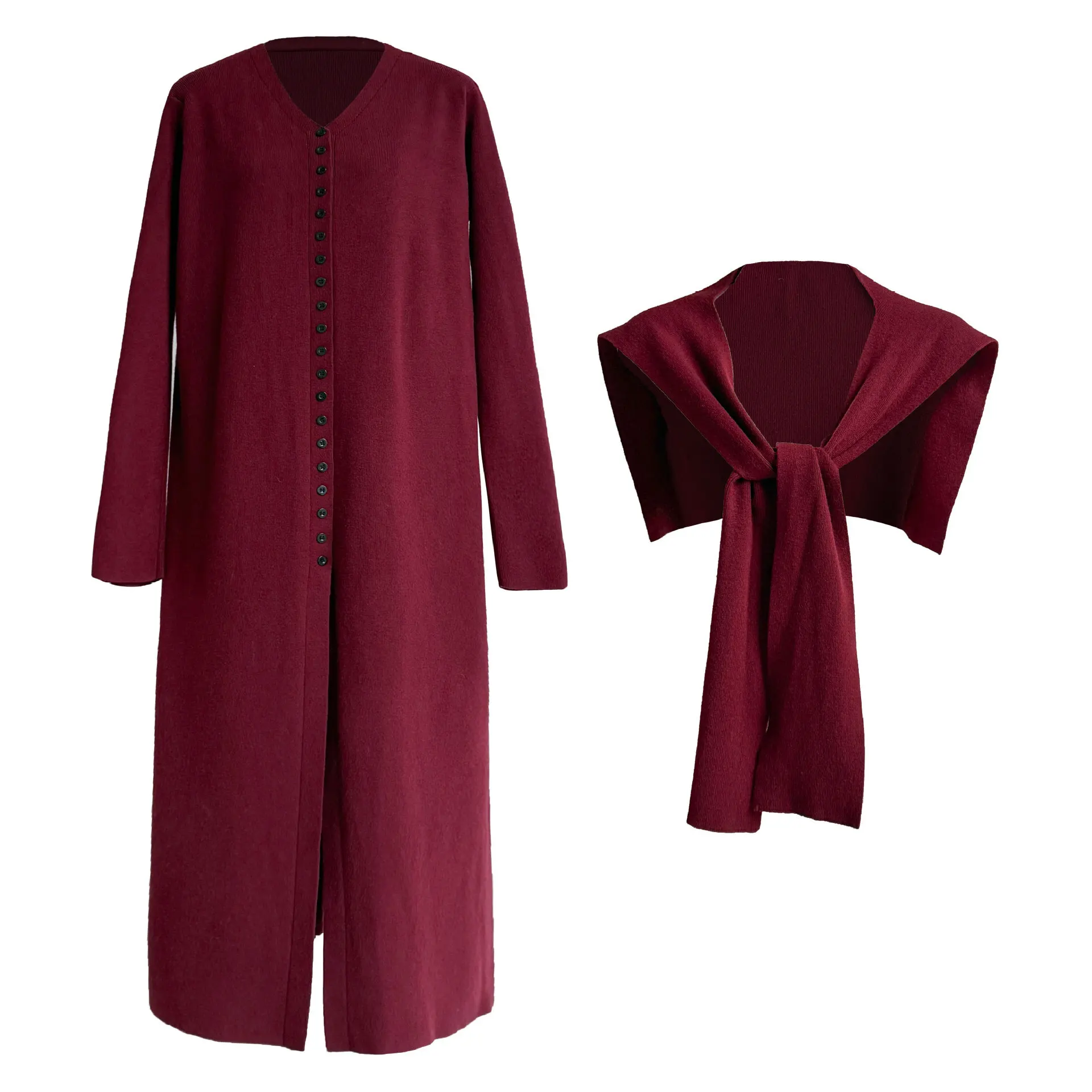 UMI MAO Retro Elegante Einfarbig V-ausschnitt Langreiher Strickjacke frauen Herbst Neue Kollektion Einfache Lange Mantel