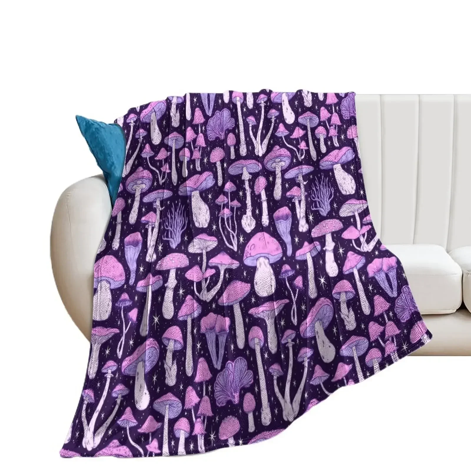 

Deadly Mushrooms Dark Purple Throw Blanket Sofa Throw Stuffeds Blankets