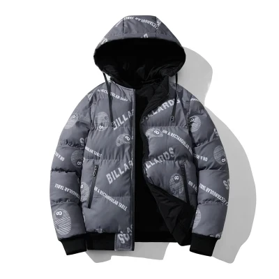 Winterjas Mannen Outdoor Capuchon Dikker Heren Winter Mannelijke Jas Windjack Jassen Print Warme Heren Donzen Jassen Overjas