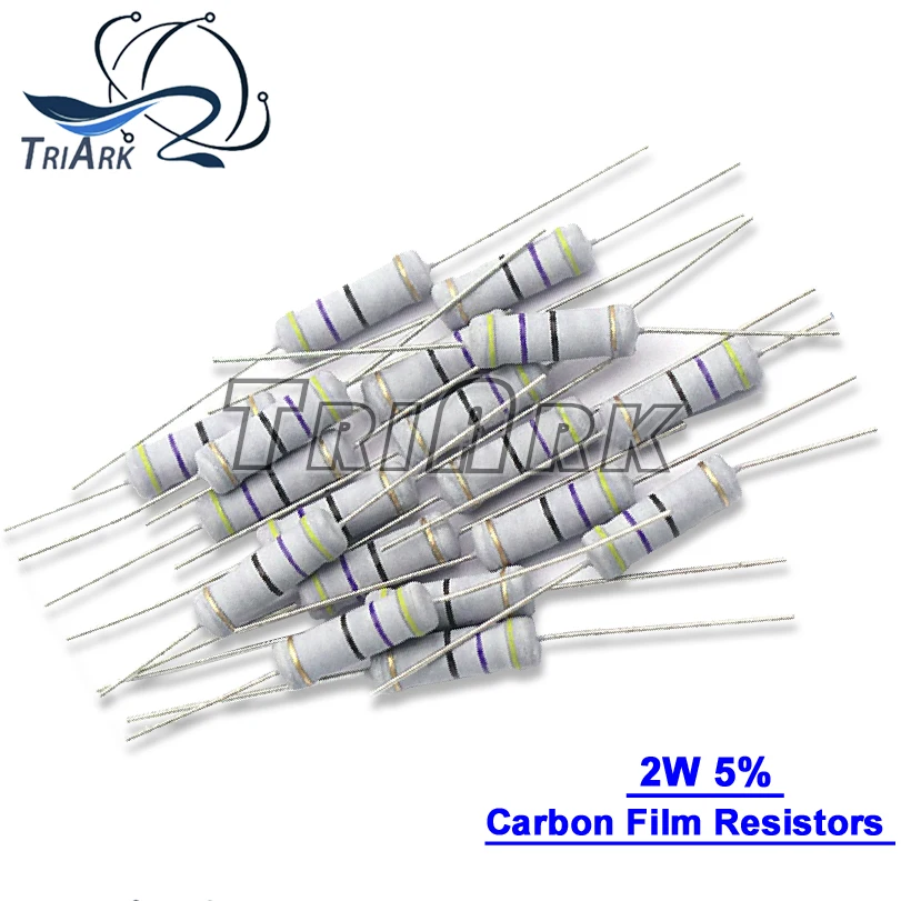 20PCS Carbon Film Resistors 2W 5% 0.1R ~ 4.7M 0.68 1R 2.2R 4.7R 10R 22R 47R 100R 220R 470R 1K 10K 100K 10 22 47 100 220 470 Ohm