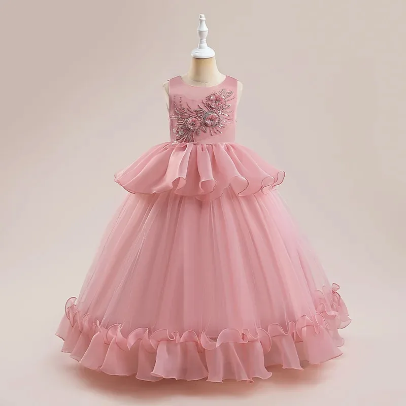 

COSda@Summer Sequin Girls Party Dresses for Wedding Lace Flower Birthday Party Dress Girl Banquet Bridemaid Gown Pageant Kids Cl