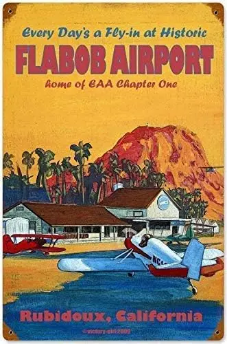 Retro Vintage Metal Plaque Sign Aviation Airplane Flabob Airport California for Home Bar Kitchen Pub Wall Decor Signs 16x12inch