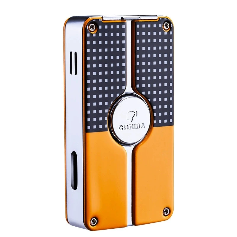 

Original COHIBA Cigar Lighter Metal Windproof Triple Flame Jet Butane Lighter with Cigar Knife Cigar Accessories Men's Gift
