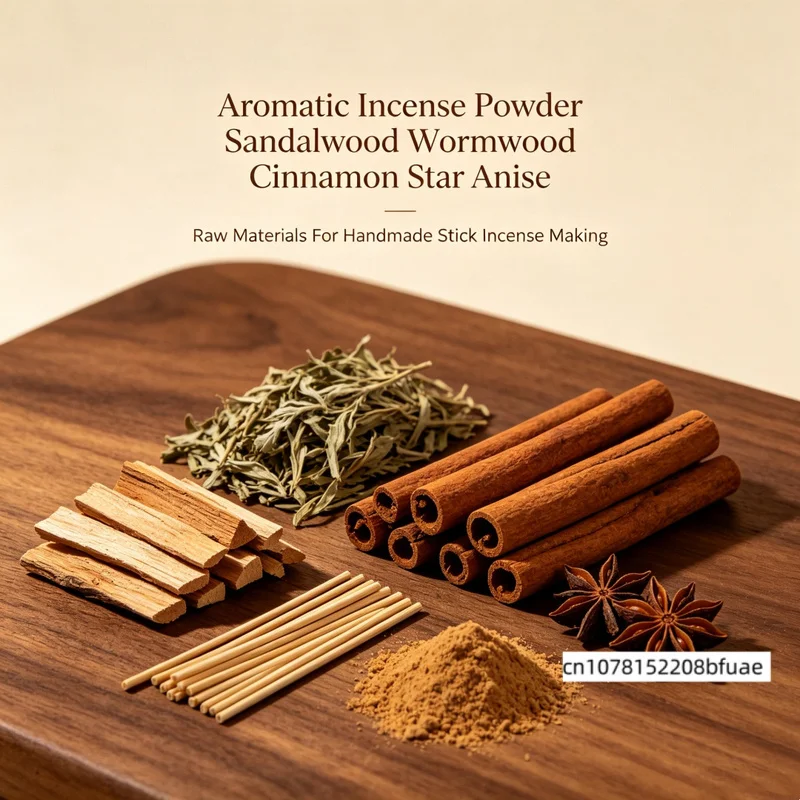 Aromatic Incense Powder Sandalwood Wormwood Cinnamon Star Anise, Raw Materials For Handmade Stick Incense Making