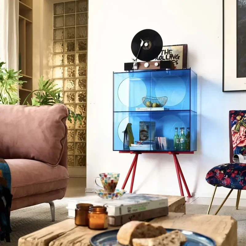 Acrylic Display Cabinet for Labubu POP MART Figures Floor to Ceiling Sideboard for Living Room Dining Area Entrance Storage