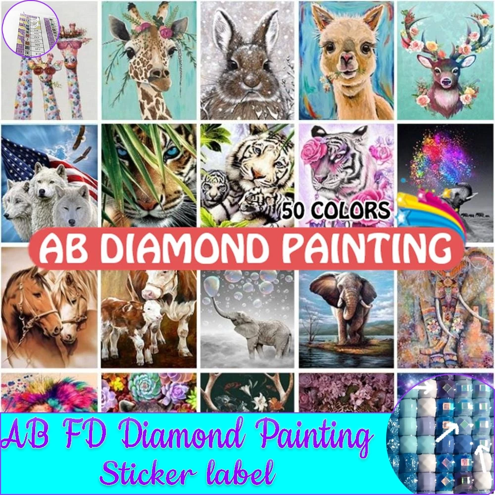 

50 Colors Diamond Painting 5D DIY Giraffe Lion Elephant Embroidery Animals Full Drill Cross Stitch Home Decoration Gift