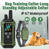 Electric Dog Training Collar IP67 Waterproof Remote Control Long Standby Adjustable Beep Vibration Shock Type-C for 10-120lb Dog