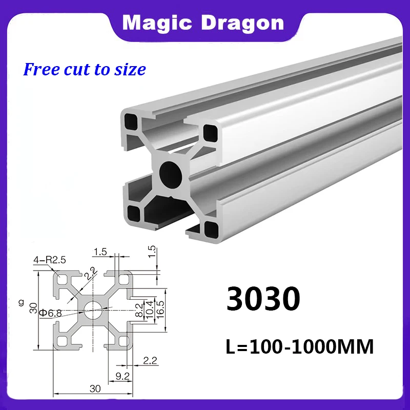 

1PC 3030 Aluminum Profile Extrusion 100-1000MM Length European Standard Anodized Linear Rail for DIY CNC 3D Printer Workbench