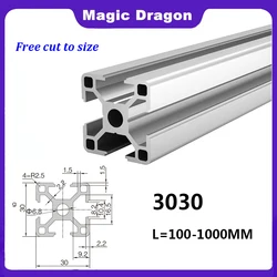 1PC 3030 Aluminum Profile Extrusion 100-1000MM Length European Standard Anodized Linear Rail for DIY CNC 3D Printer Workbench