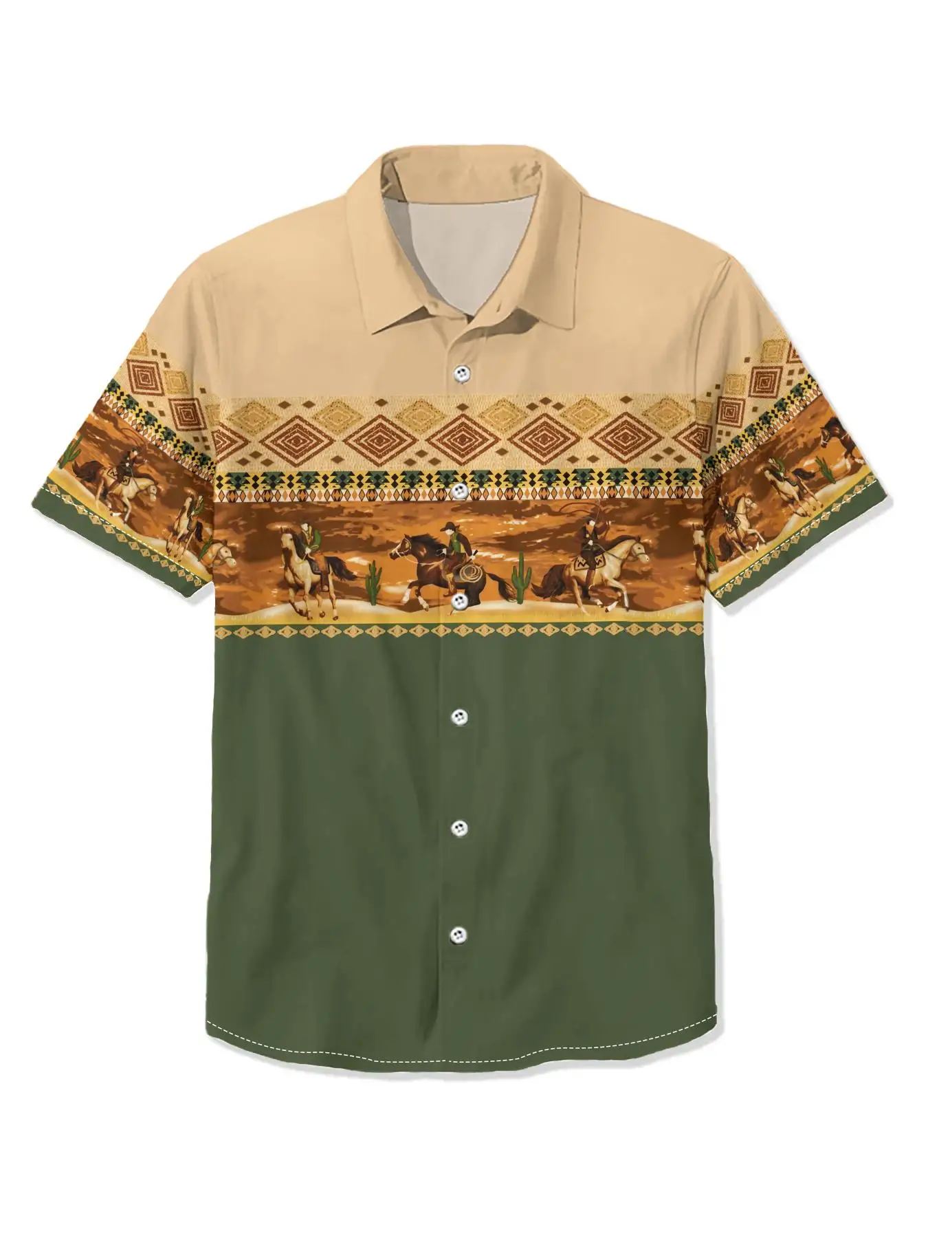 Camisa de manga curta Vintage masculina, Camisa 3D estampada Cowboy, Tops náuticos, Moletom de verão, Camisetas grandes, Roupas de grife