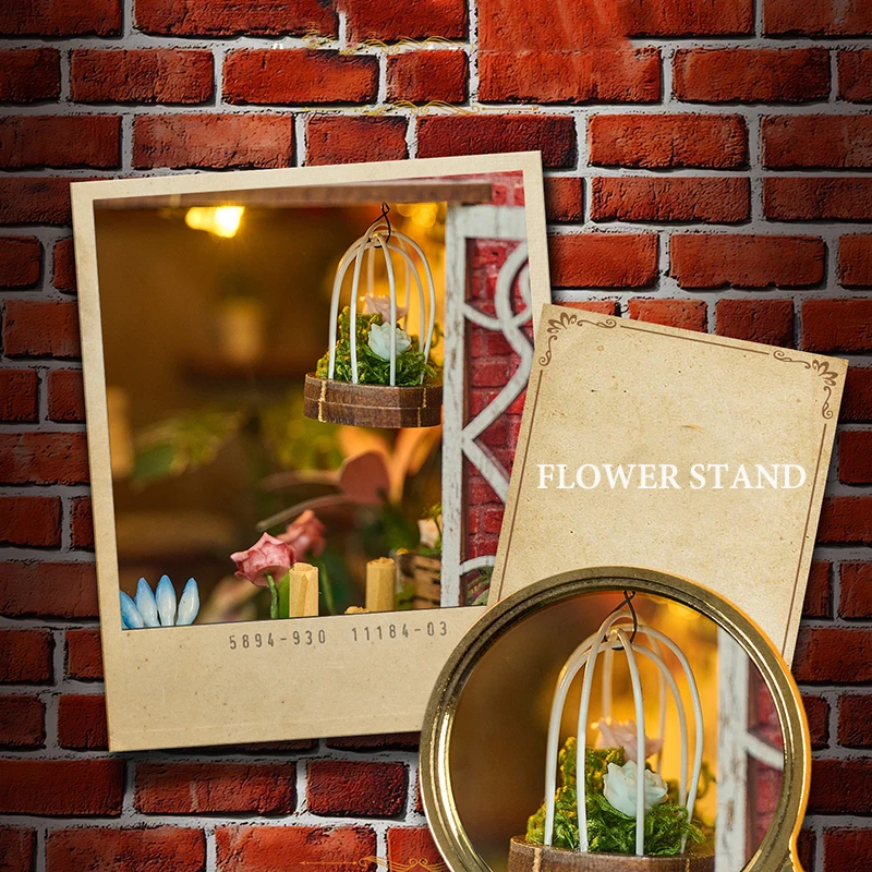 Nouveau livre en bois coin magasin de fleurs Mini Kit de meubles maison de poupée assembler bloc de construction jouet enfants adulte cadeau de noël Casa