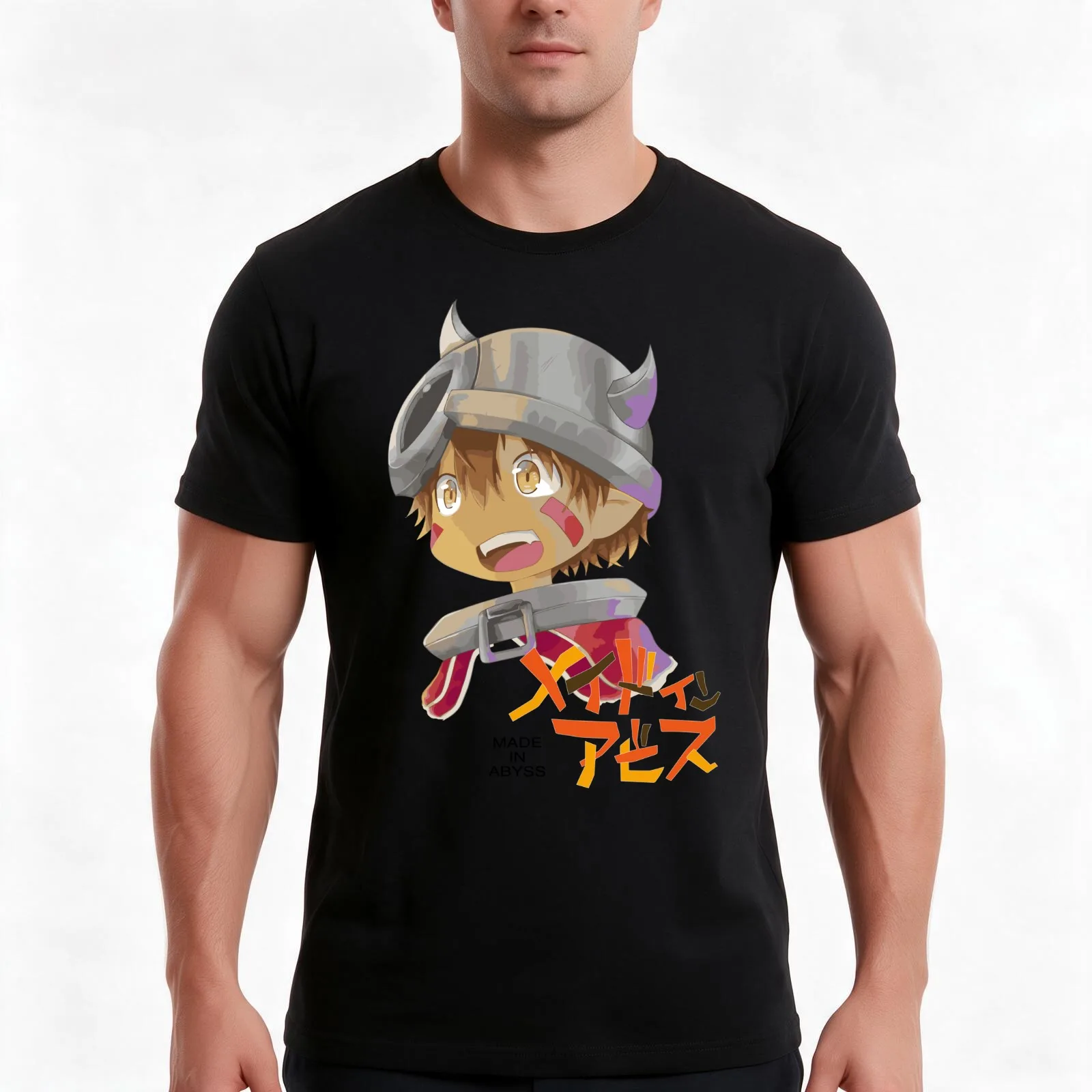 Made in Abyss - Reg T-Shirt, Summer Casual Cotton Tee, Oversized Streetwear Tops, Vintage Graphic Print, Loose Fit Short Sleeve