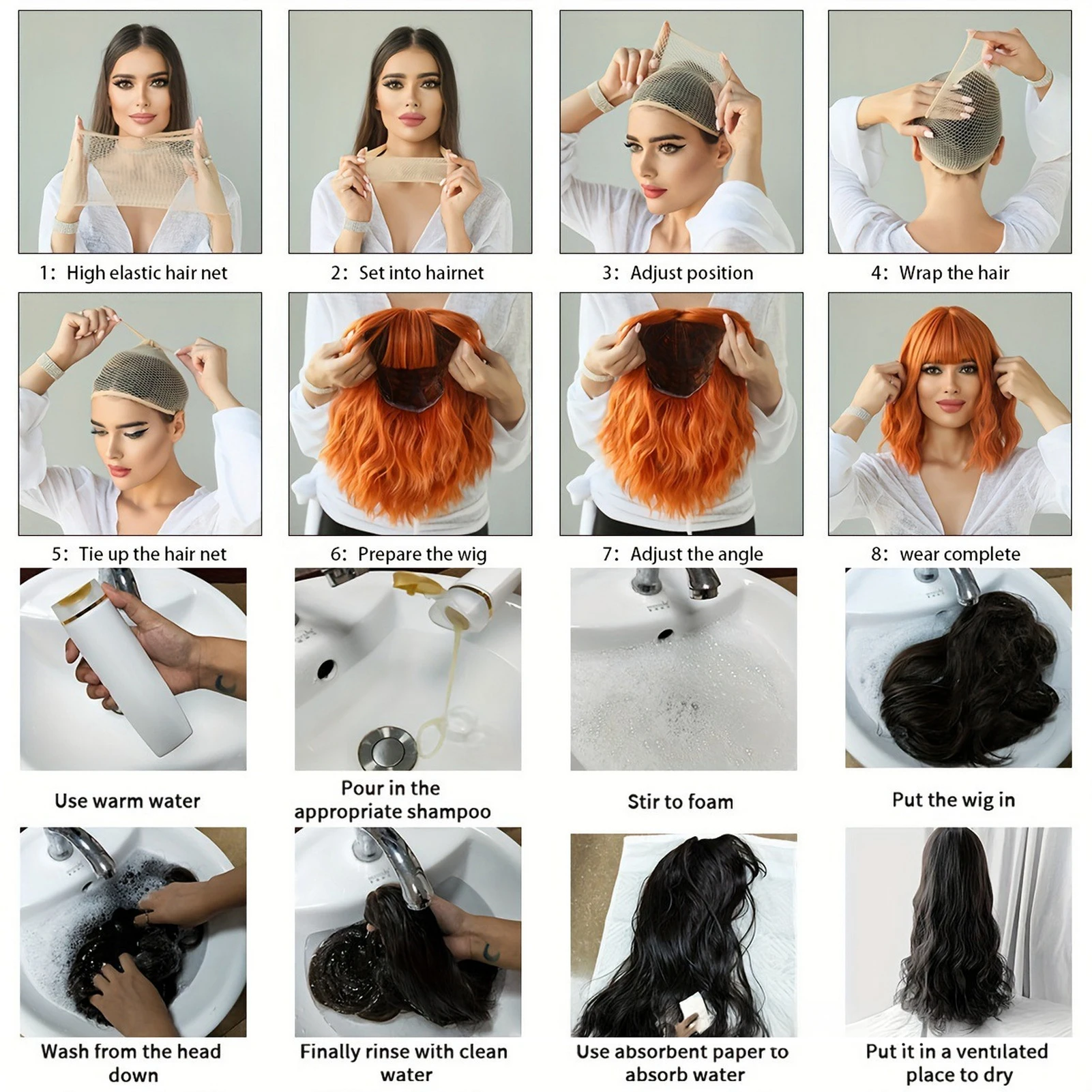 18 بوصة التدرج طويل مجعد شعر مستعار السيدات وصلات شعر طبيعية ل تأثيري حلي اكسسوارات حفلات الزفاف يؤرخ الطرف #6