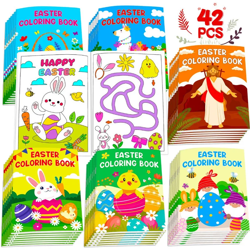 

42 шт. детская пасхальная книжка-раскраска идеально подходит для детей 4, 8, 12, забавные праздничные книги для занятий, образовательные художественные принадлежности для детей