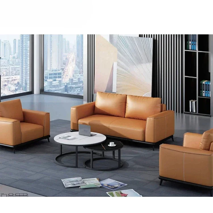 Unique luxury lounge sofa 1+1+2 seater pu leather commercial office leisure waiting sofas with metal base office sofa