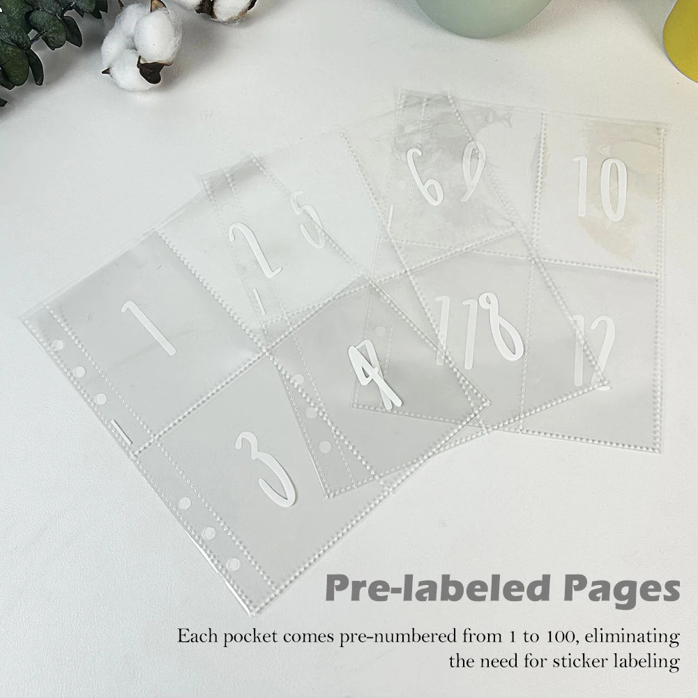 25sheets Binder Pocket Portable School Document Practical Cash Multifunctional Photo Clear Lattice For A5 Loose Leaf Home Office