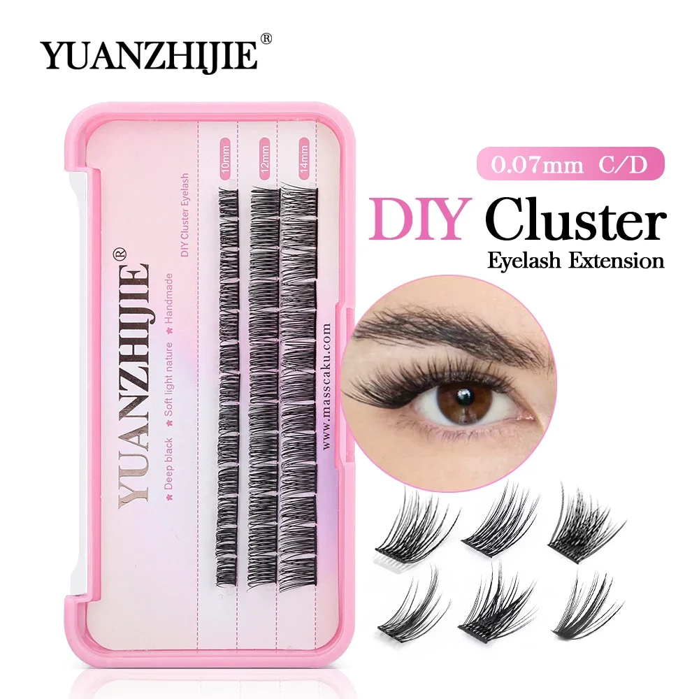 YUANZHIJIE Eyelash 36 Clusters DIY Volume Extension C/D Curl Segmented Natural False Eyelash Premade Fans Russian Lash Extension