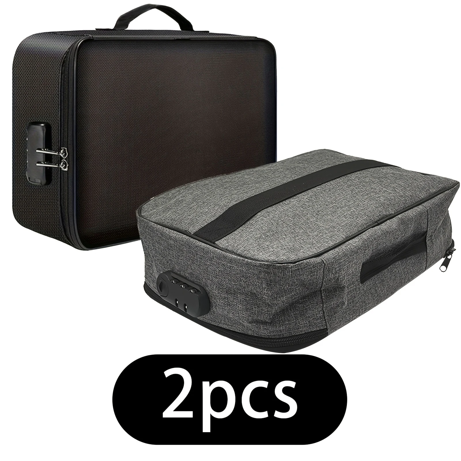 

2pcs Fireproof Document Bag with Lock & Money Pouch - Water-Resistant, Multi-Layer Storage for Files, Passports & Certificates
