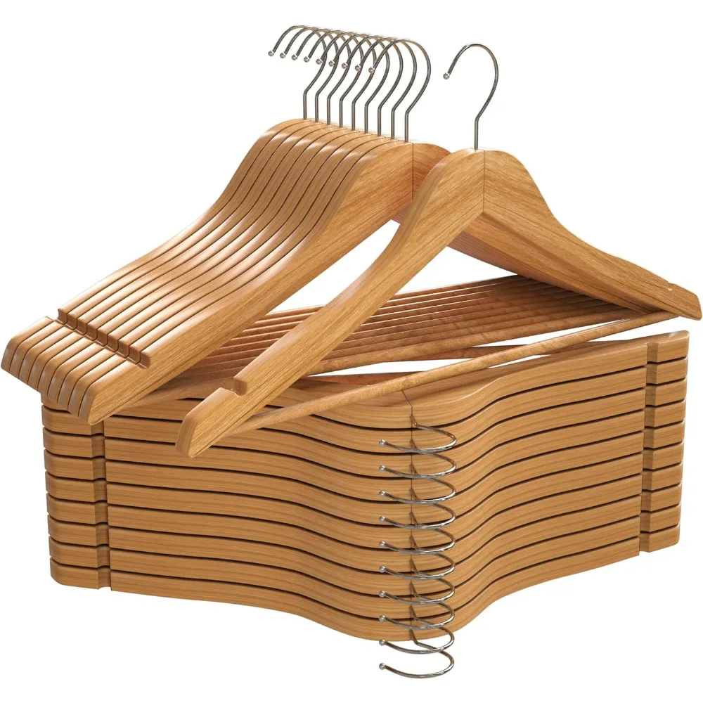 

Premium Wooden Hangers 20 Pack - Durable & Slim Coat Hanger - Suit Hangers with 360-Degree Rotatable Hook - Wood Hangers