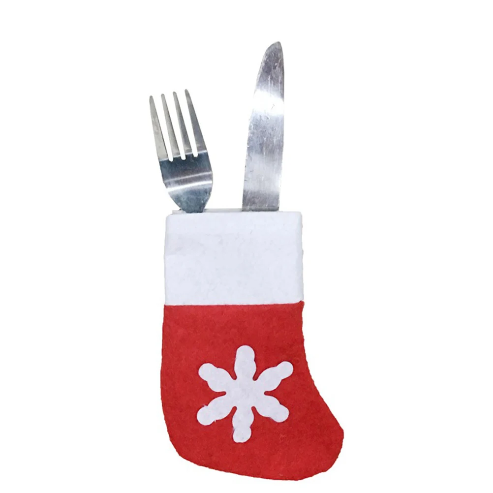 

10Pcs Small Socks for Silverware Christmas Bag Table Decoration Creative Reusable Cutlery Pouch Holiday Party Favor Gift