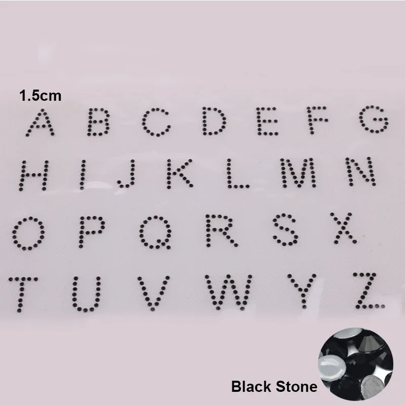 1.5cm A-Z Alphabet Pattern DIY Hot Fix Rhinestone English Design Letter Mixed Heat Transfer Diamond Stone Motif
