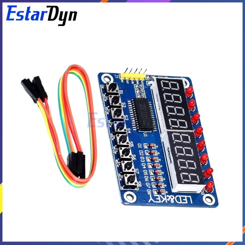 Tampilan Kunci Modul Estardyn TM1638 untuk AVR Arduino Tabung LED Digital 8-Bit Baru 8-Bit