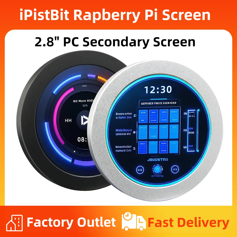 

2.8 Inch Round Screen HDMI Monitor PC Case Secondary LCD 480x480 Music Spectrum Analysis CPU RAM GPU Monitor