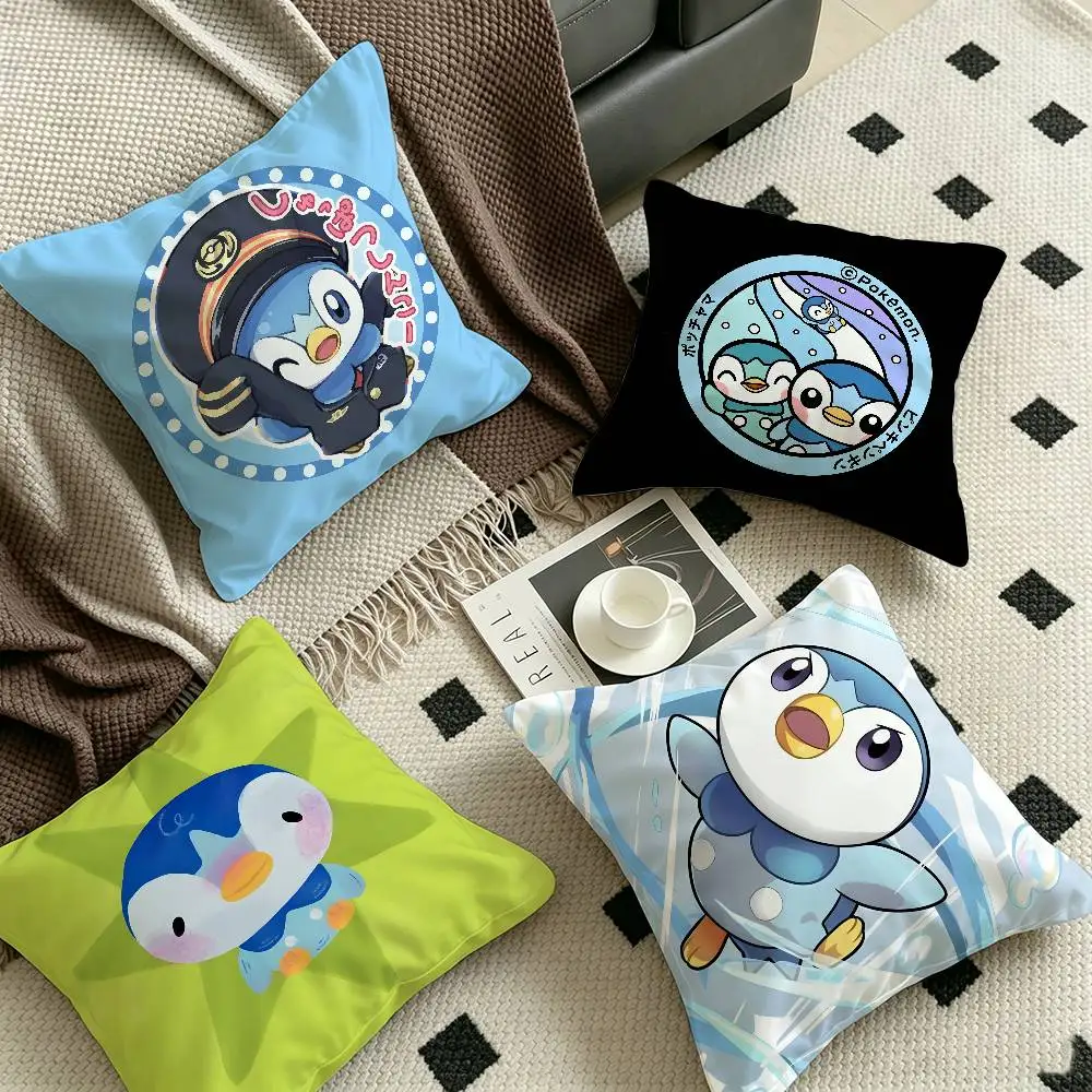 P-PiplupS-Cute Office Cushion Pillowcase Car Cushion Cover45X45CM Lumbar Pillowcase Sofa Pillowcover