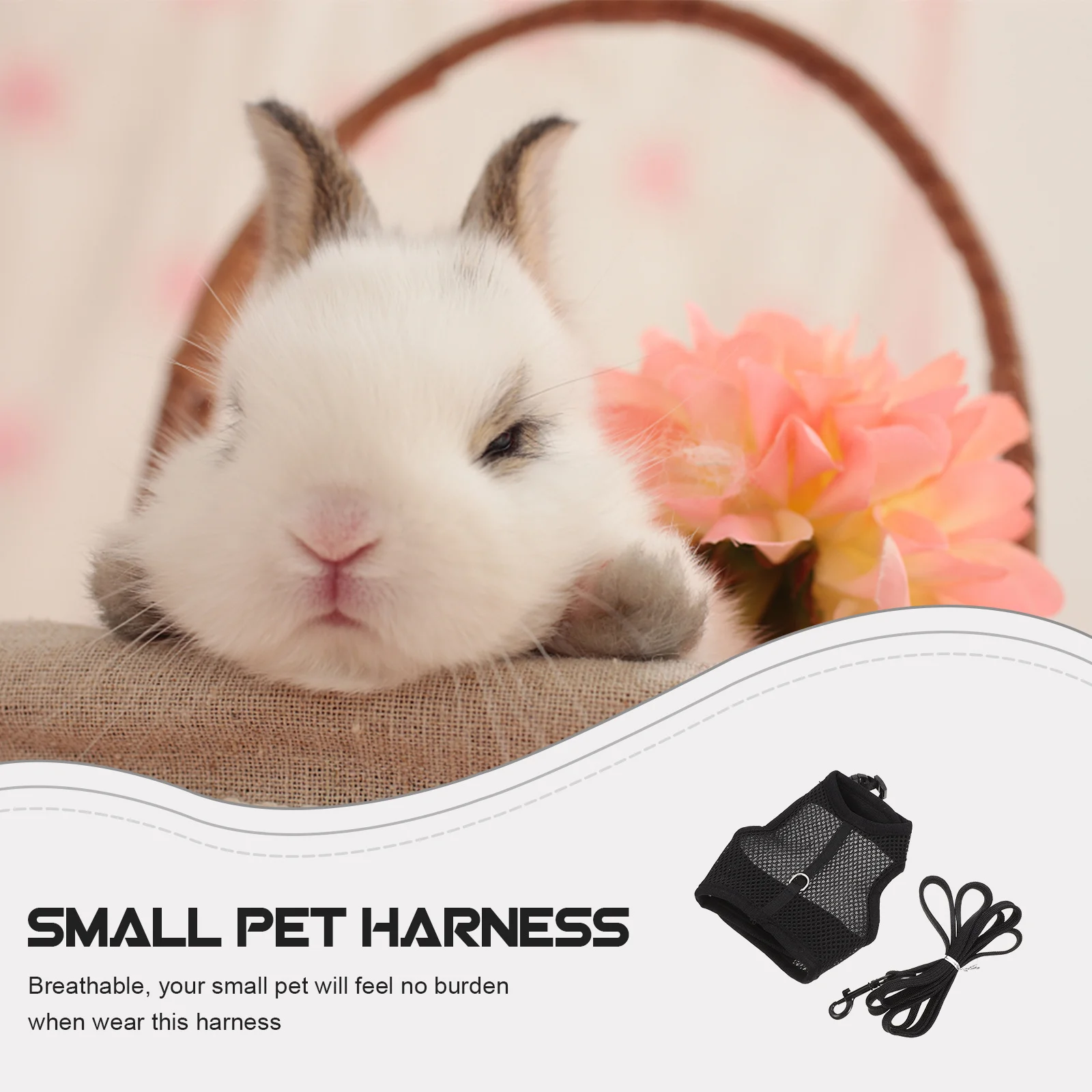 

Small Animal Harness Pet Leash Harnesses for Animals Guinea Pig Bunny Supplies Black Rabbit and