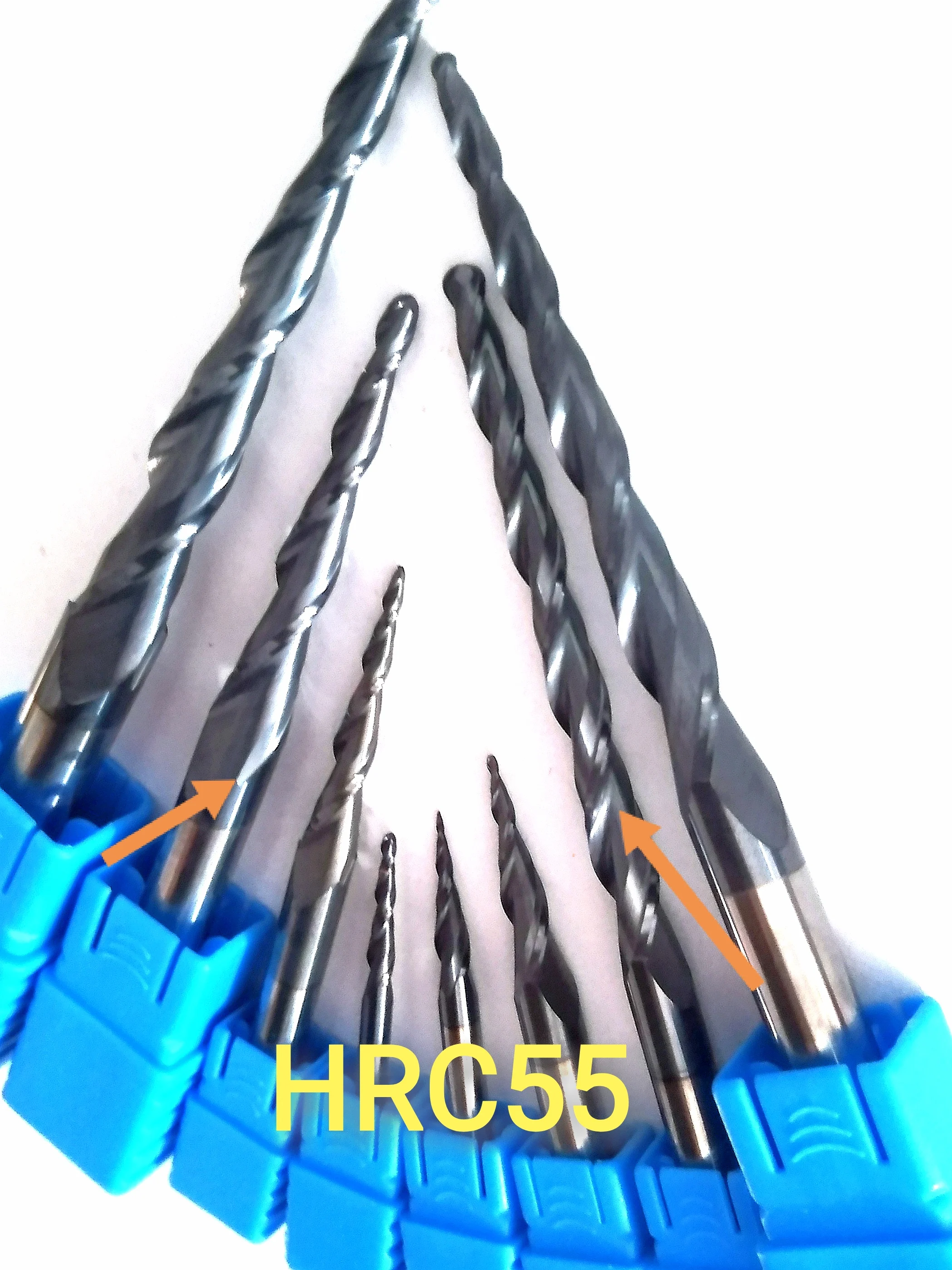 Tip radius=0.25-2mm HRC55 D3.175 D4 D6 D8*2FTungsten solid carbide Coated Tapered Ball Nose End Mills taper and cone endmills