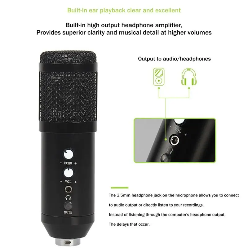 USB Condenser Microphone USB Computer Recording Live Gaming Video Conference Microphone for Laptop Desktop PC