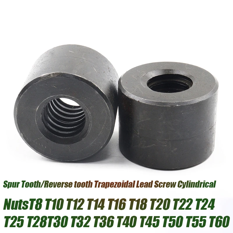 Precision CNC Trapezoidal Lead Screw Nuts, Spur & Reverse Tooth Cylindrical Nuts for Linear Motion, Sizes T8 to T60