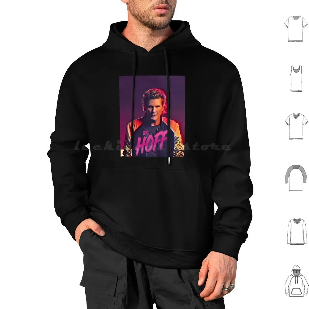 The Hoff-David Hasselhoff Retro Allover Patten sudaderas con capucha de manga larga The Hoff David Hasselhoff Retro Allover Patten