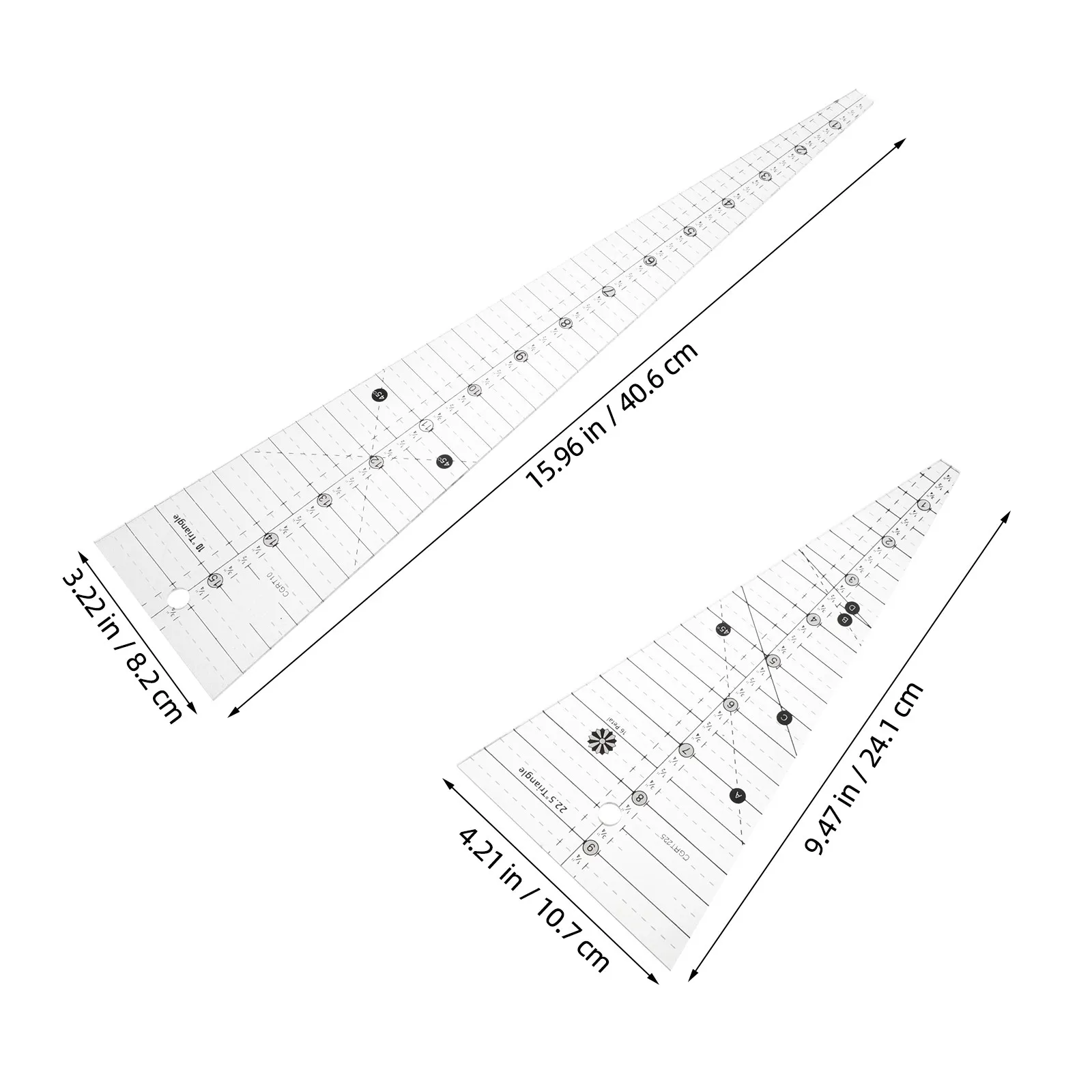 2Pcs Acrylic Patchwork Quilting Template Set Slotted Sewing Ruler for Smooth Edge Cutting DIY Quilting Precise Measuring Tool view 5