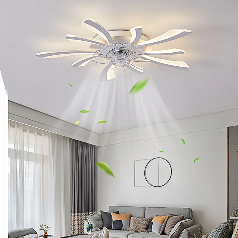 Imagem -02 - Modern Intelligent Led Ventilador de Teto com Luz App Remoto Mudo Velocidade Ajustável Dimmable Teto Fan Lâmpada para Sala de Estar Quarto