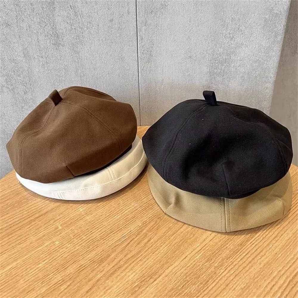 Autumn Winter Children's Hat Wool Boy Beret Vintage Newsboy Hats Baby Cap Solid Color Toddler Kids Accessories 1-7 Years Old