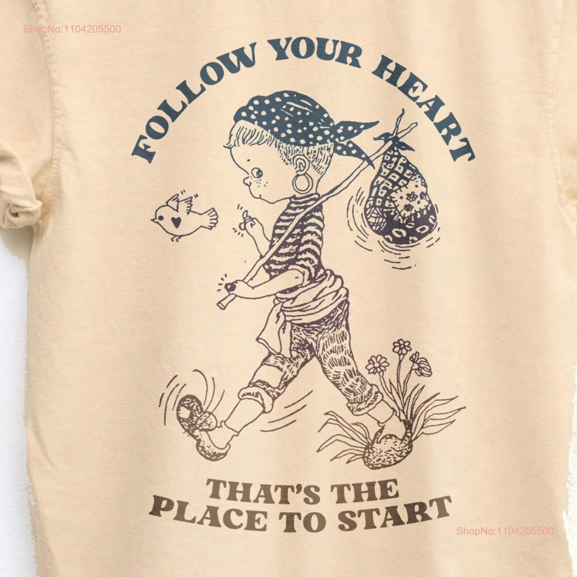 Follow Your Heart Nomad BOHO T Shirt Girl Positive Message Hippie with Bird Comfort Colors Festival long or short sleeves