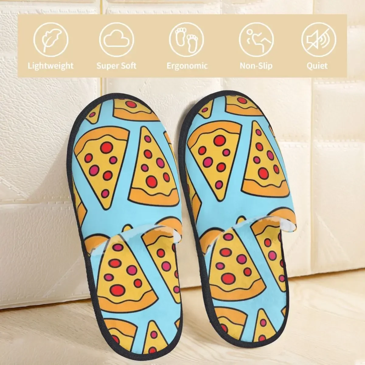 Mannen Vrouwen Pluche Indoor Slippers Pizza Blu Warme Zachte Schoenen Thuis Schoenen Herfst Winter