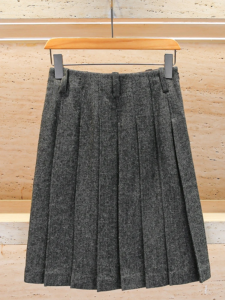 

High Waist Midi Skirt Deep ey Ele Small Fraance Sle South Oil Women's Faion Commute Pure Color Polyester Fiber