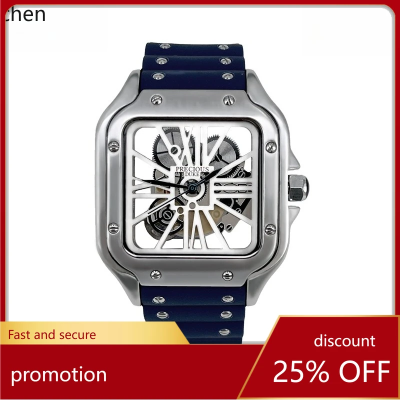 

Zml square cutout watch - see-through case, stylish casual timepiece