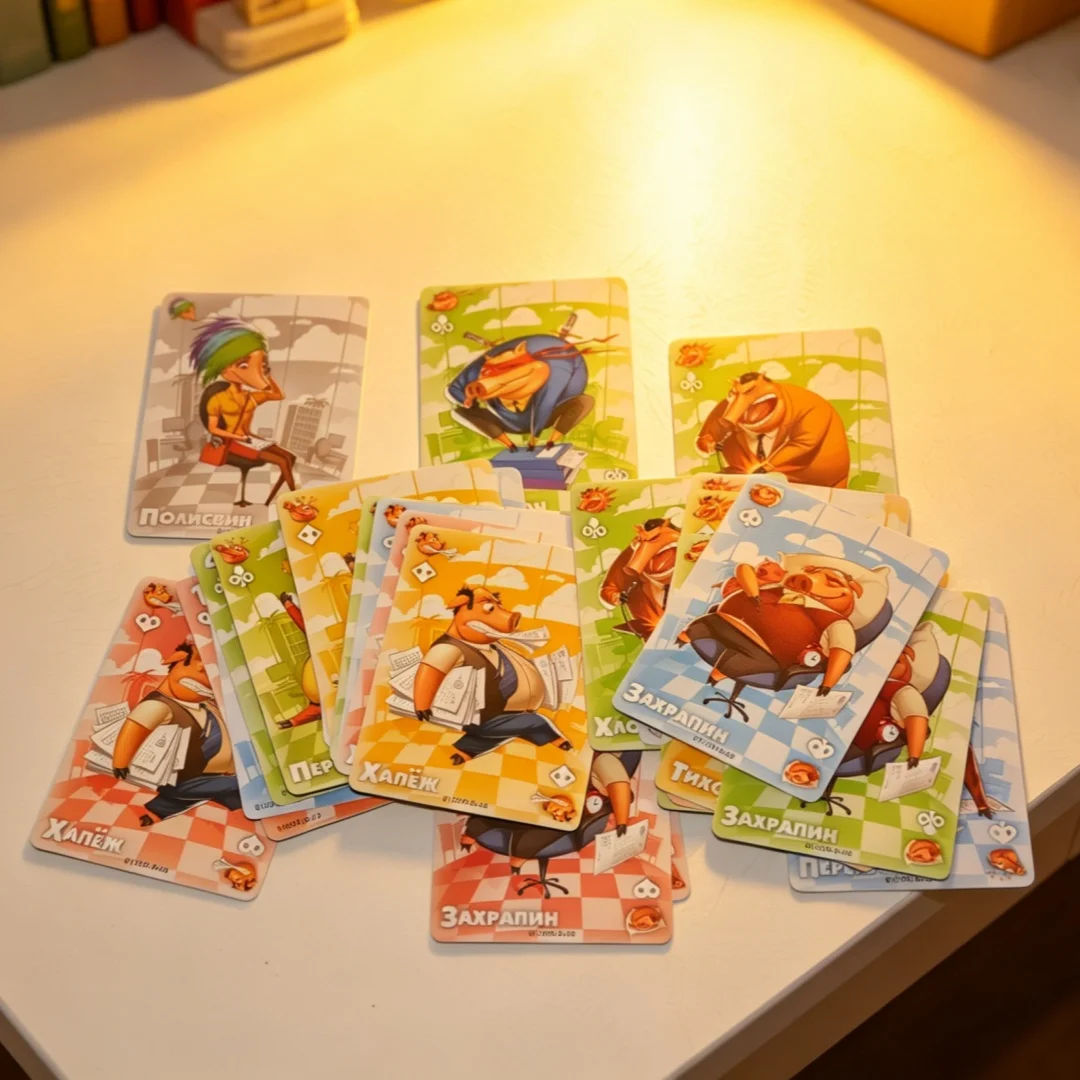 Arbeitsplatz-Schweinchen-Thema, lässiges Kartenspiel, Multiplayer-Party-Eisbrecher, kreativer Cartoon-Stil, Tischspielkarten, Weihnachtsgeschenk