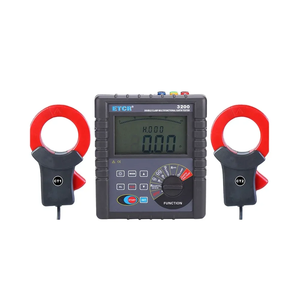 

ETCR3200 Double Clamp Earth Grounding Resistance Tester Grounding Soil Resistivity Meter Leakage Current Tester