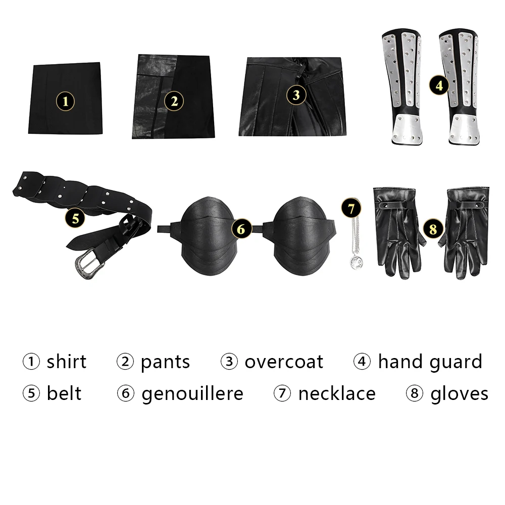 Geralt Cosplay Game Costume Adult Men Black Battle Uniform Suit Halloween Carnival Party Hunter Disguise Outfits Stage Show
