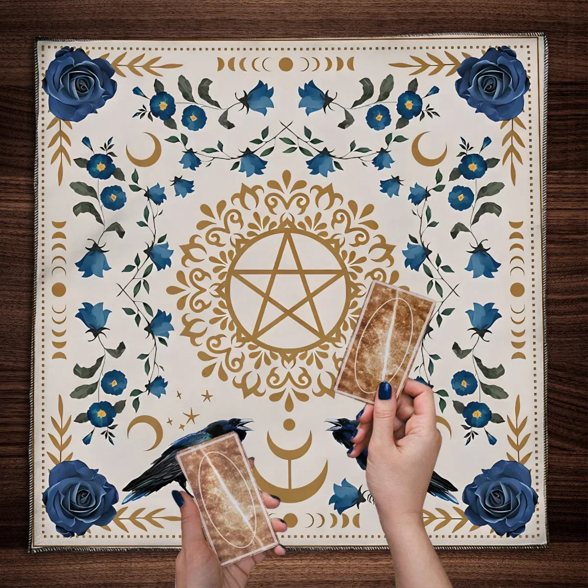 Altar Cloth Sun Moon Flower Tarot Spread Cloth Tarot Reading Tarot Mat Witchy Cottagecore Decor Witchy Gifts Board Game Card