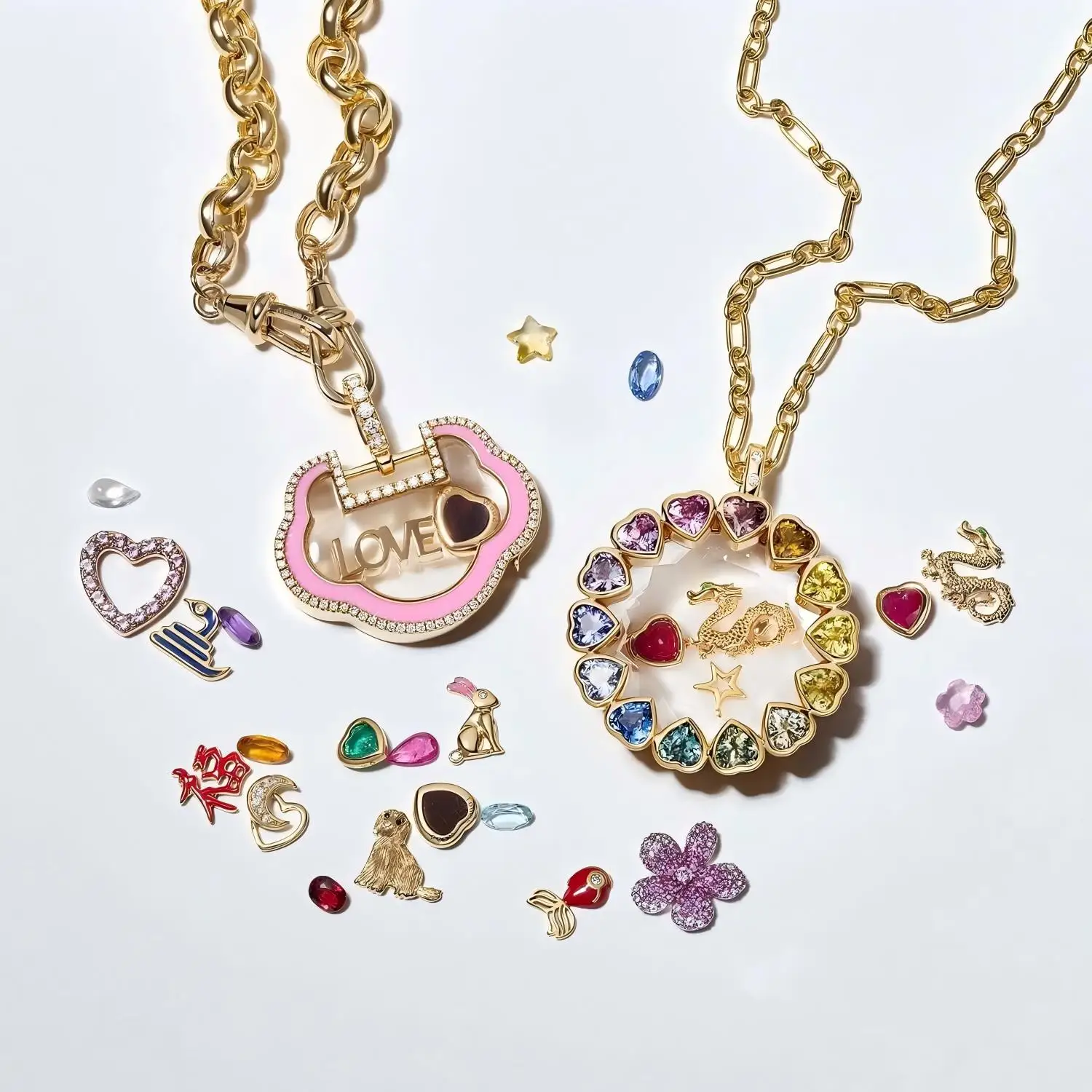 

DOREMI Colorful Lock Heart Glass Open-Close Box DIY Pendant Flower Sun Initial Letters Charms Neklace