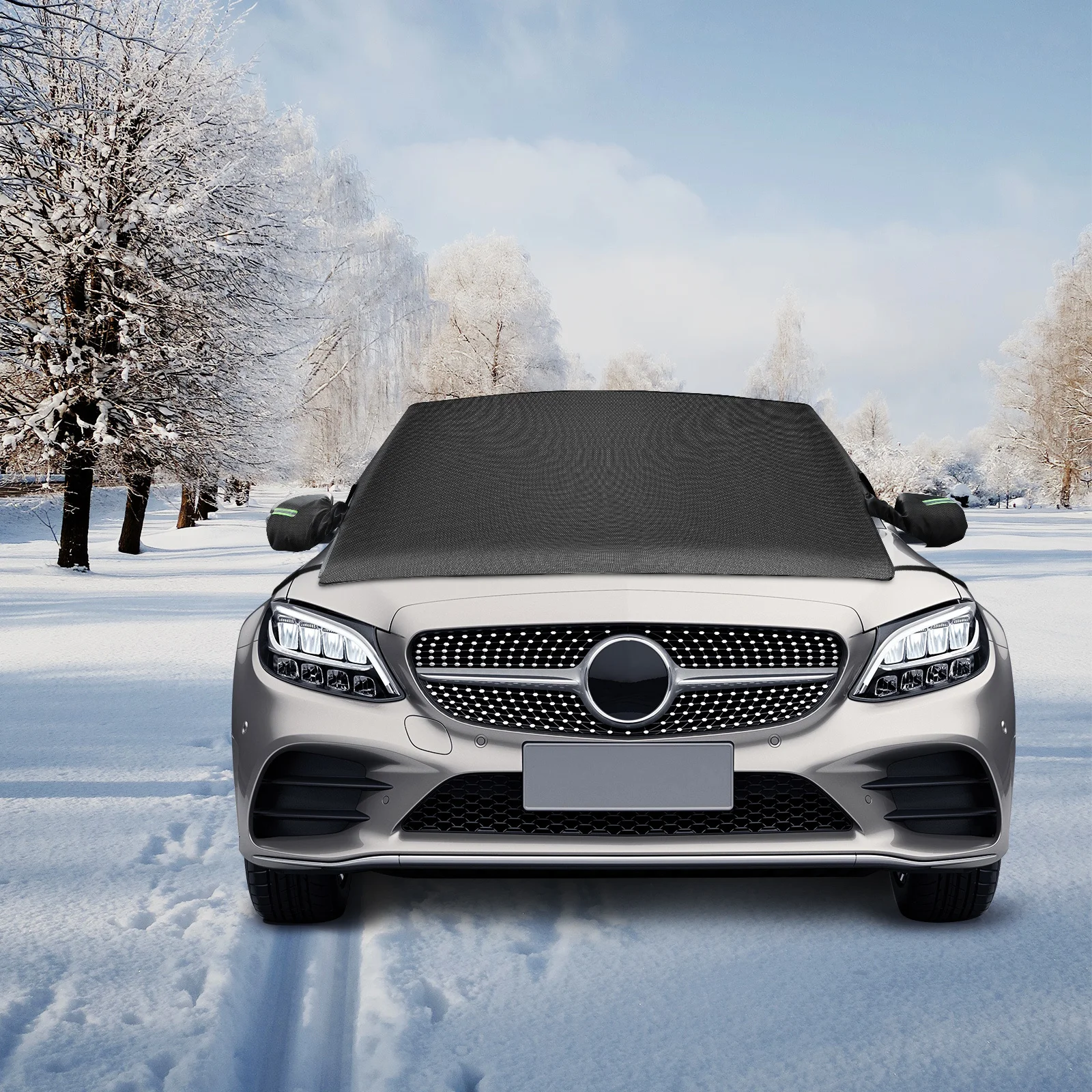 غطاء زجاج السيارة الأمامي من قماش أكسفورد مناسب لجميع الأحوال الجوية وواقي الثلج والثلج العالمي وسهل التركيب وإكسسوارات الشتاء